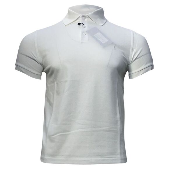 Saint Laurent Embroidered-Logo Polo Shirt in White Cotton